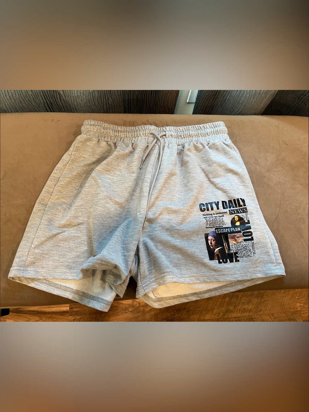 SHEIN Light Gray Women's Graphic Athletic Shorts